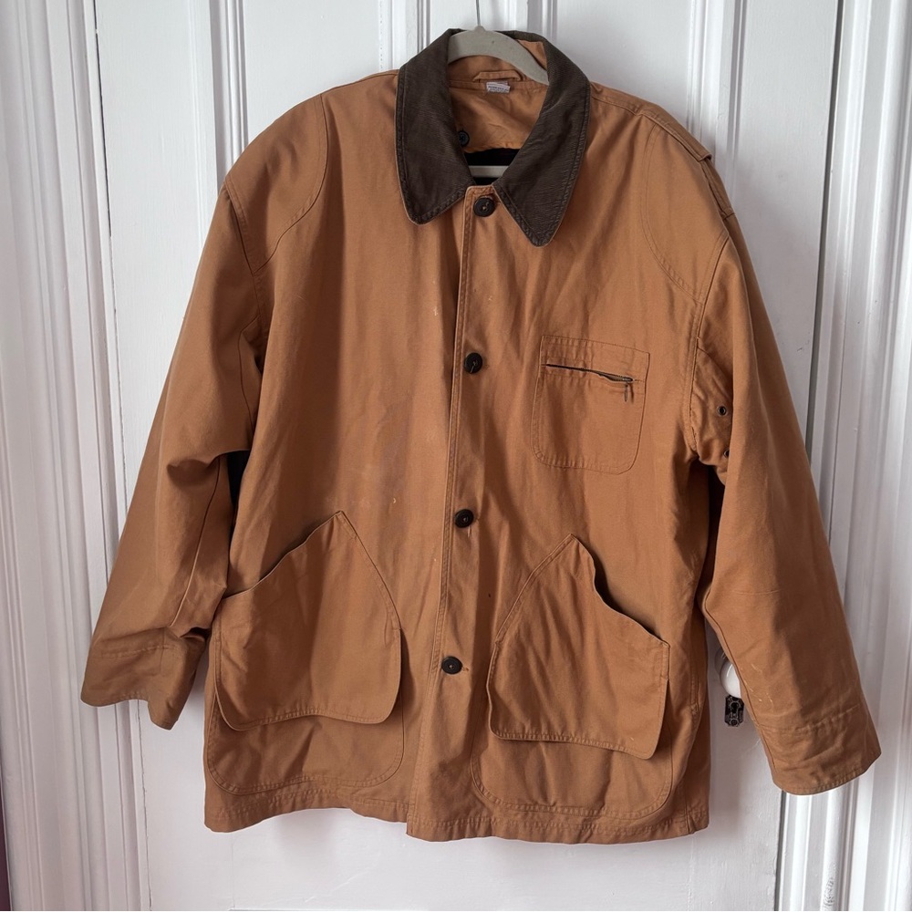 Men's Brown Workwear Jacket with Contrast Collar